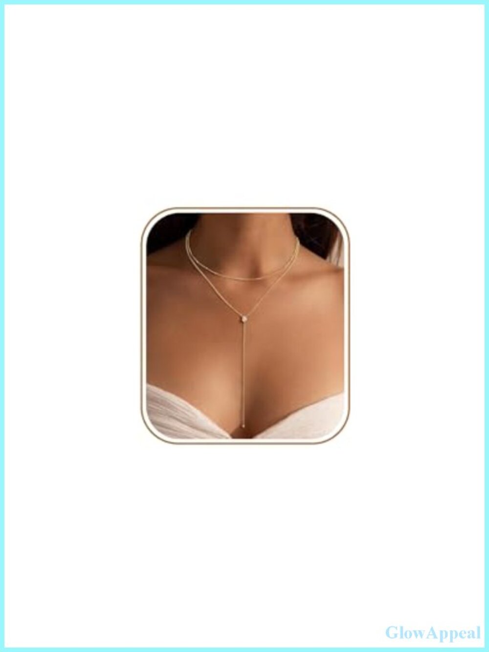14K Gold Plated Lariat Necklace Y-Shaped Layered Drop Necklace with Pearl Cross